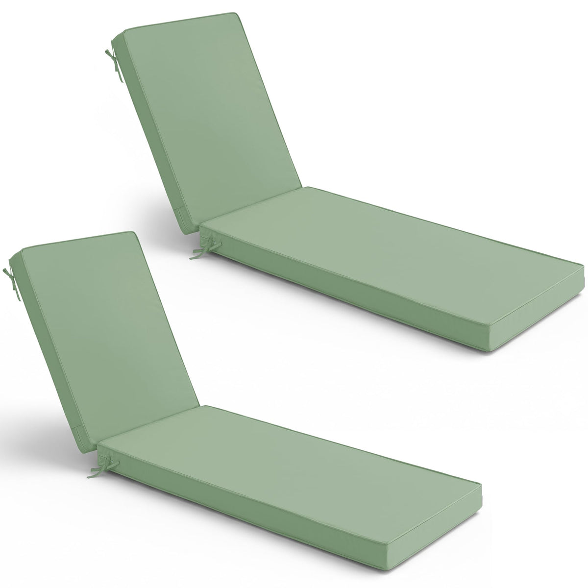 Summsun Chaise Lounge Cushions Sage Green set on patio for enhanced outdoor comfort.