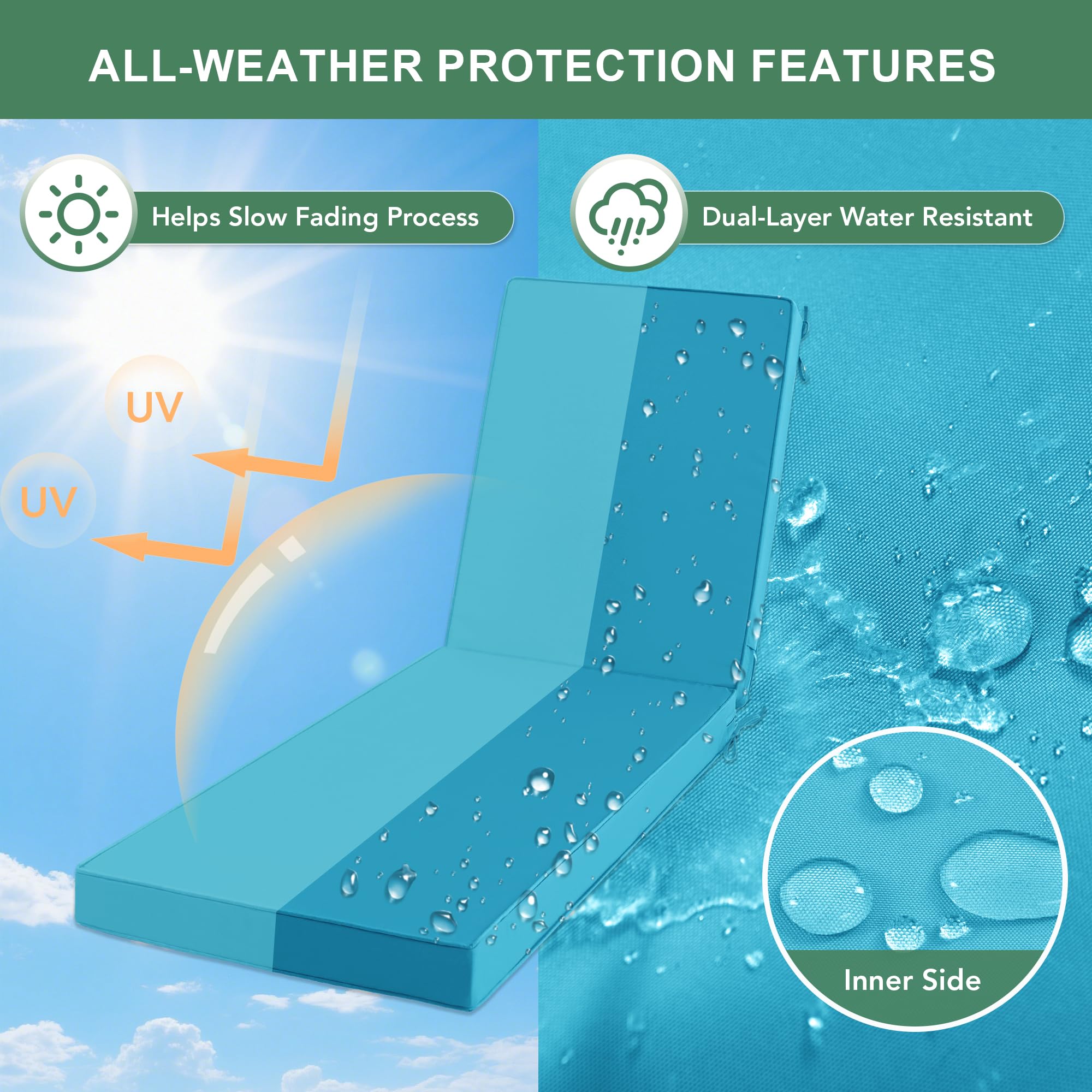 Summsun teal high-density foam provides firm support