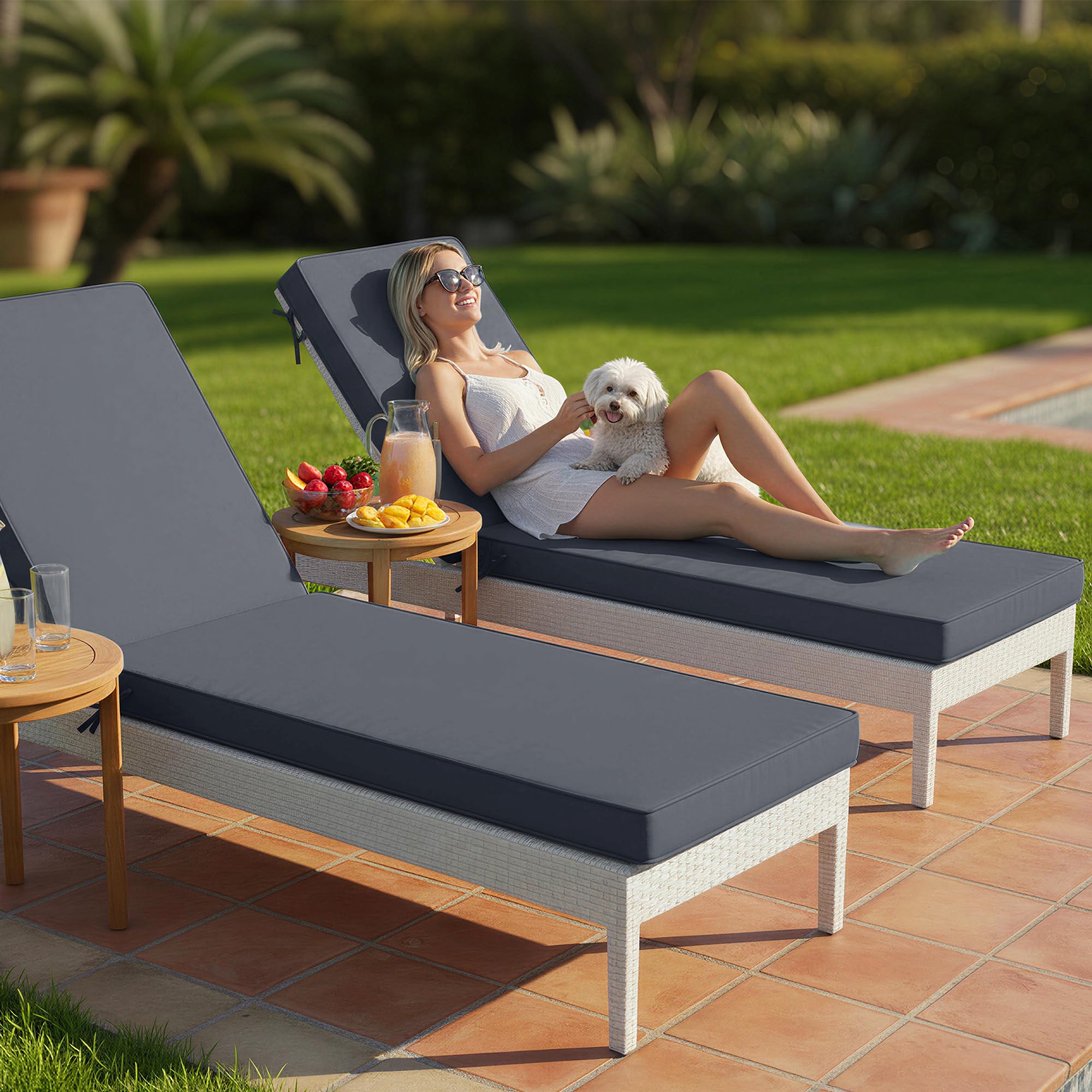 Summsun chaise lounge cushions waterproof deck fabric resist spills outdoors.
