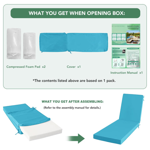 Summsun cushions arrive in compressed packaging for fast, tool-free setup.