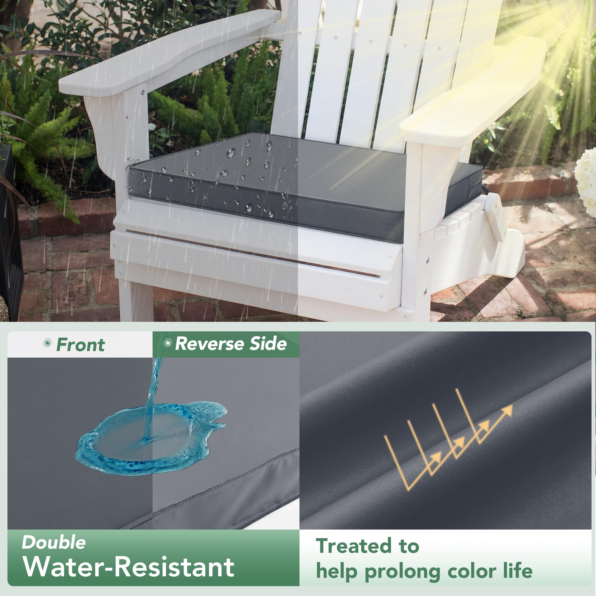 Summsun cushions stay vibrant with fade-resistant fabric.