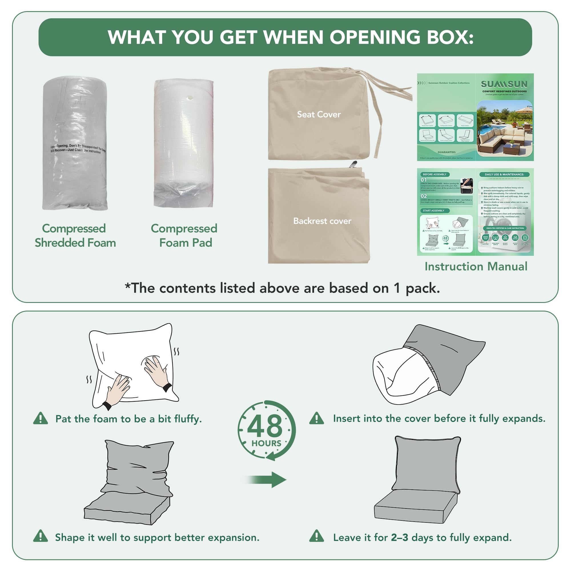 Summsun machine-washable covers cream simplify maintenance.