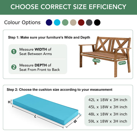 Summsun non-slip outdoor bench cushion ensures secure seating.