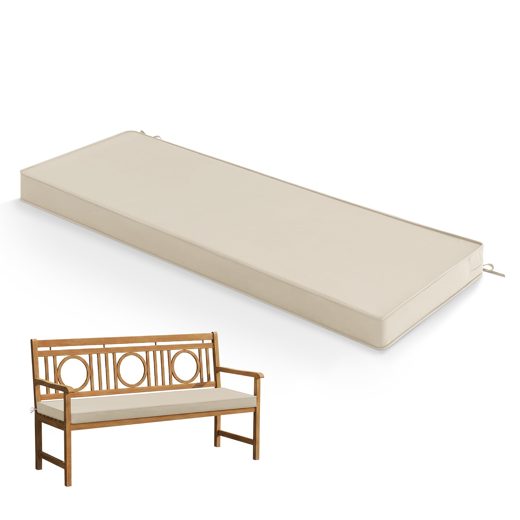 Summsun outdoor bench cushion 48x18 beige for comfortable porch seating and garden benches.