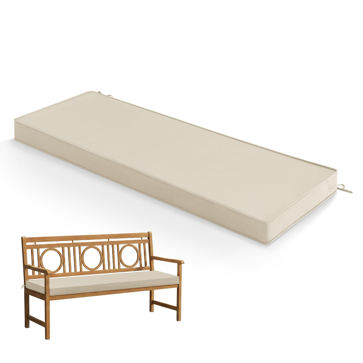 Summsun outdoor bench cushion 48x18 beige for comfortable porch seating and garden benches.