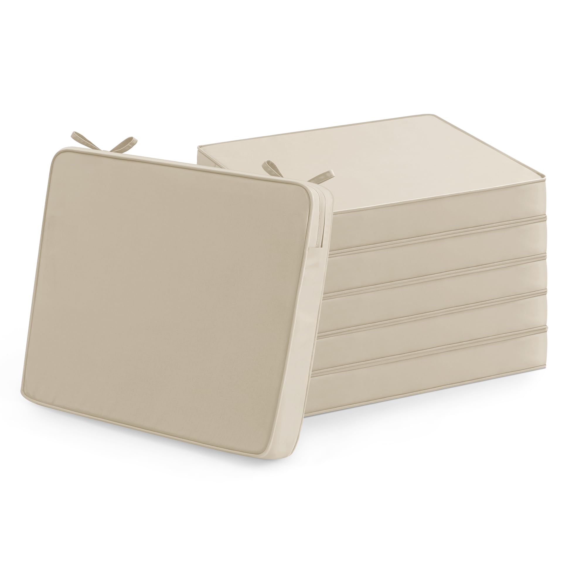 Summsun beige outdoor chair cushions 6-pack provide all-weather comfort.