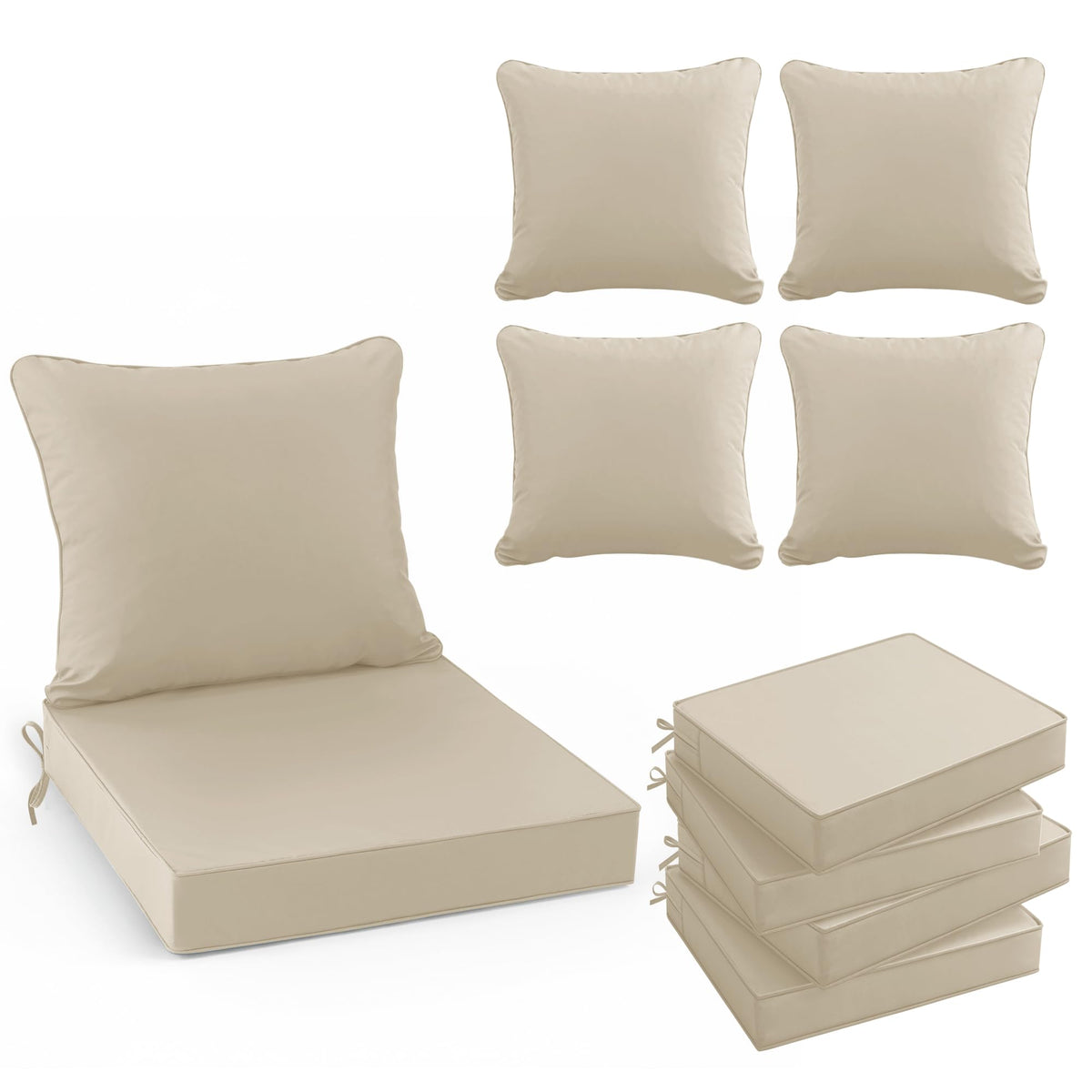 Summsun backrest cushion cream for outdoor chairs providing plush support.