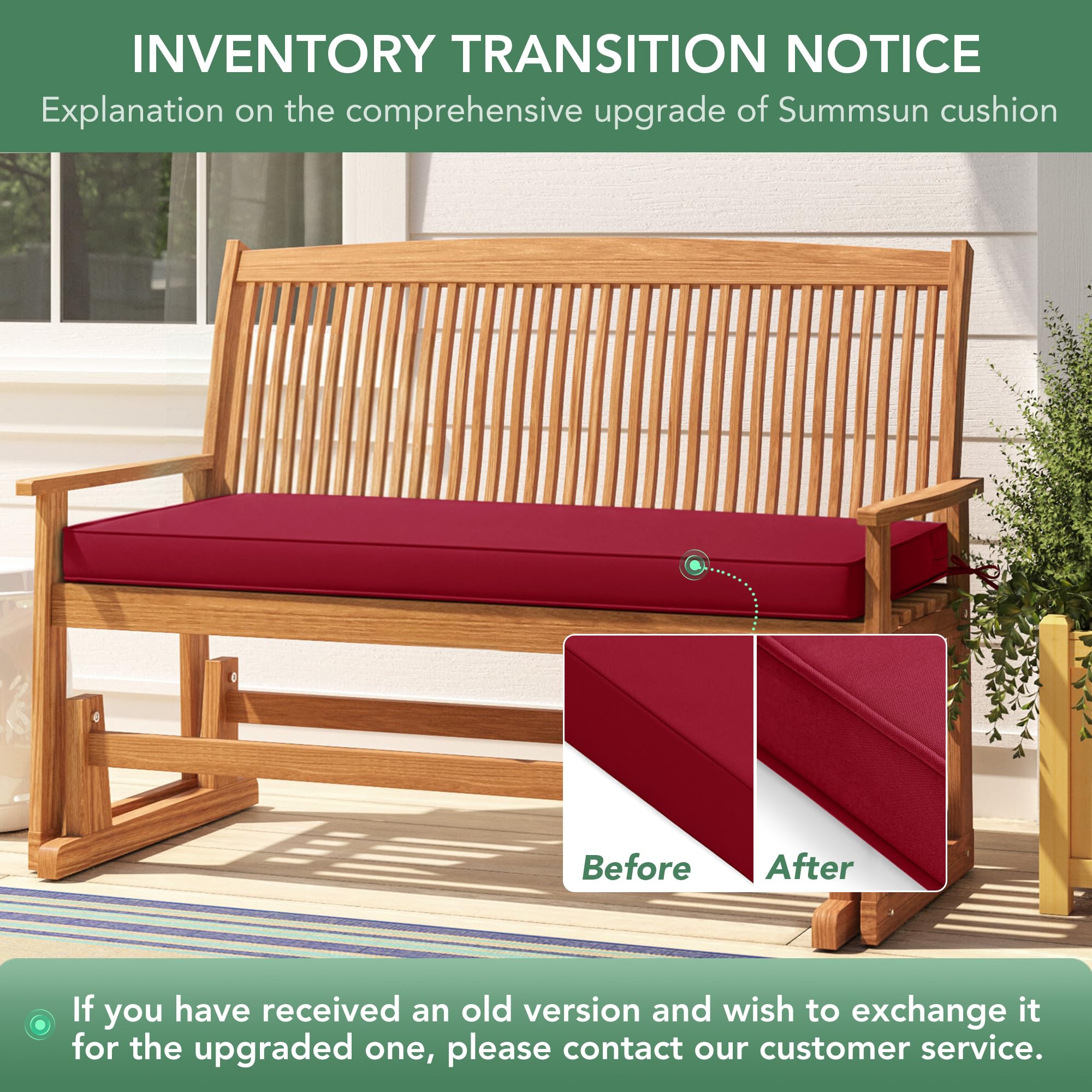 Summsun outdoor cushion suits patio furniture like benches, swings, and loungers.
