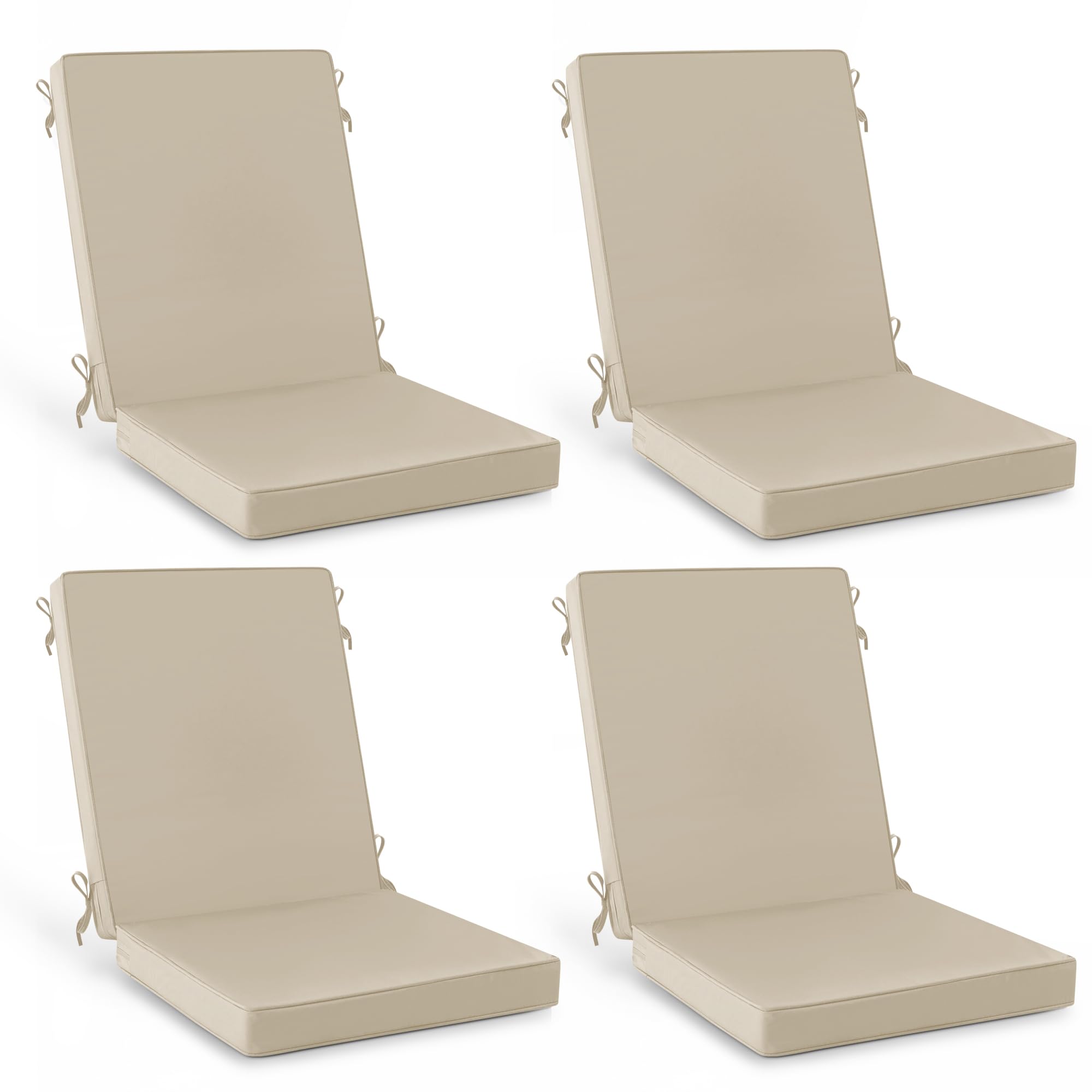 Summsun high-back outdoor dining chair cushion in cream for comfortable long meals.