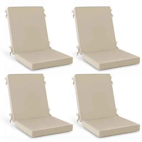 Summsun high-back outdoor dining chair cushion in cream for comfortable long meals.