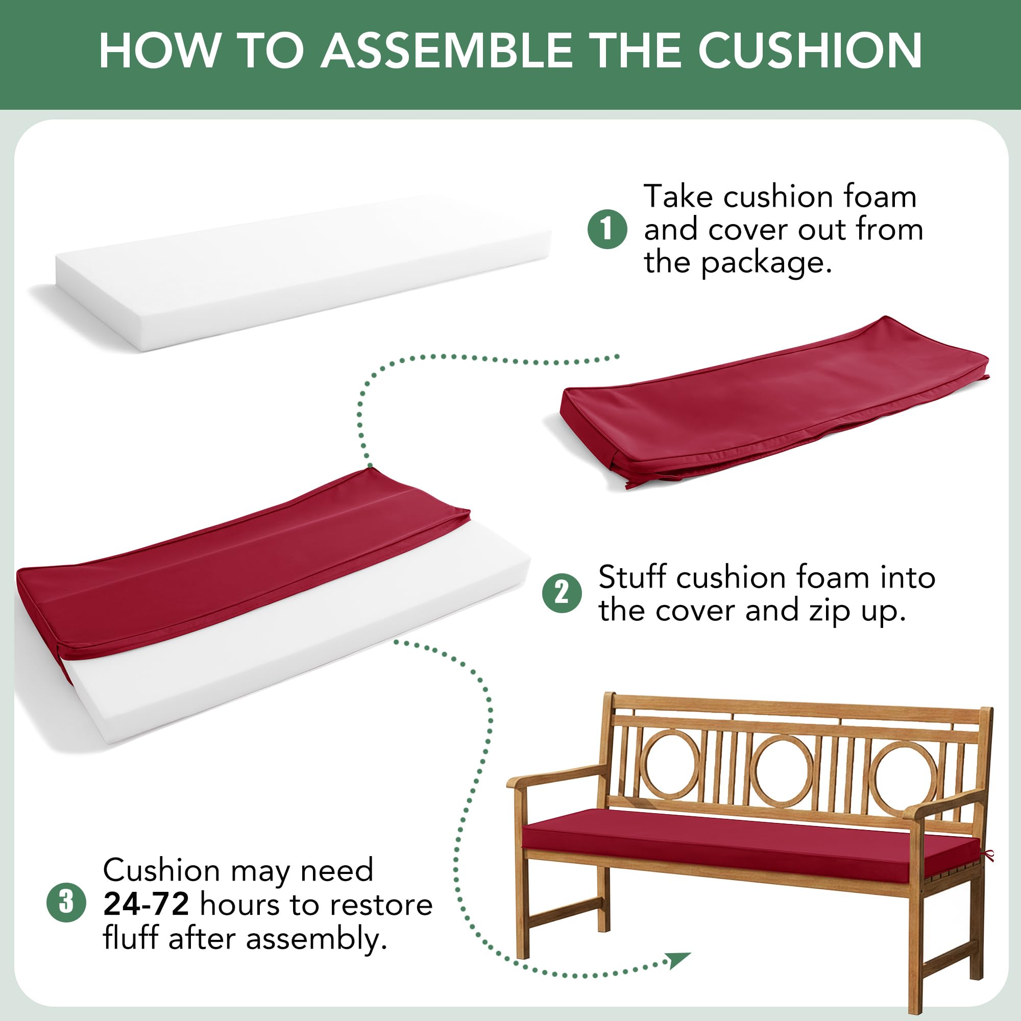 Summsun cushion expands to full thickness within 1–3 days.