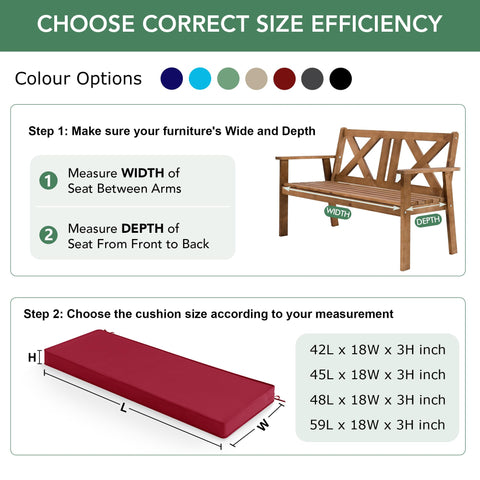 Summsun cushion ideal for porch swings and garden benches.