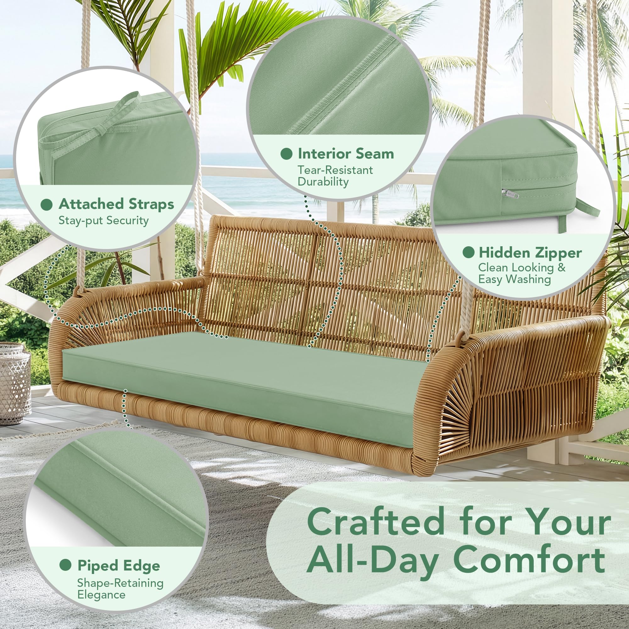 Summsun removable cover, machine washable for easy outdoor cushion care.