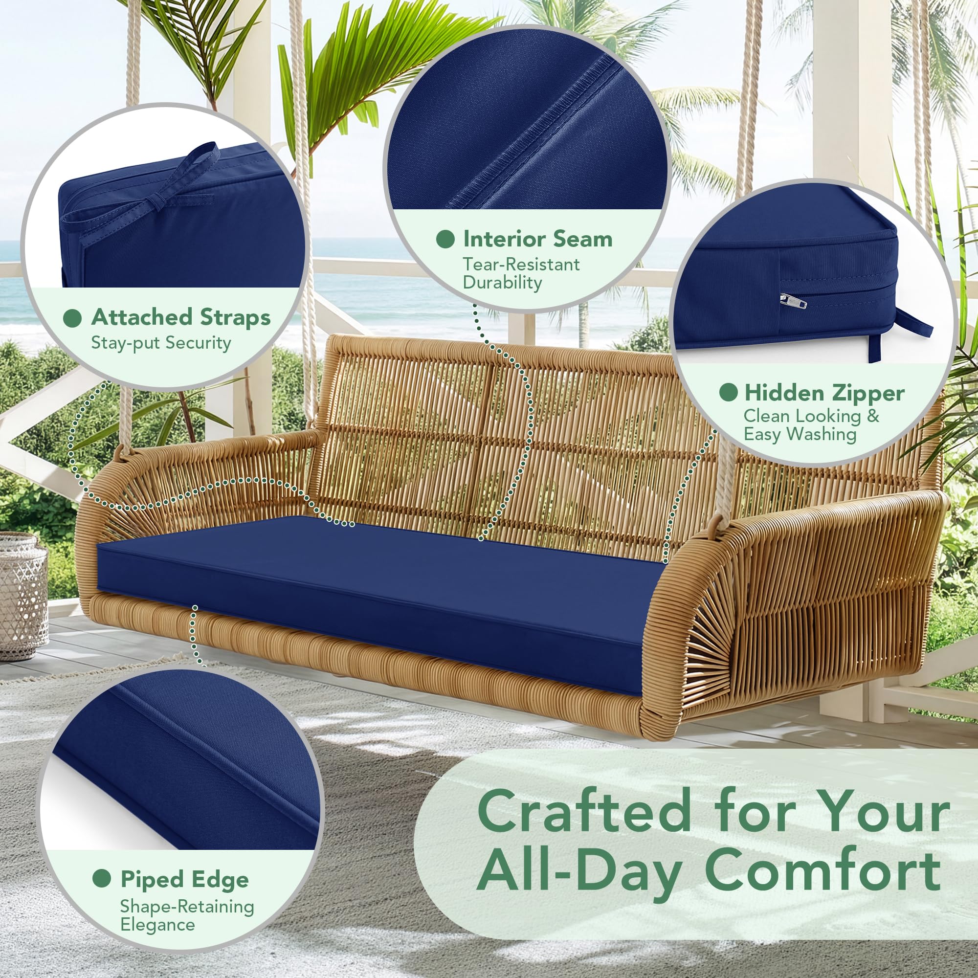 Summsun cushion with removable cover ready for machine washing.