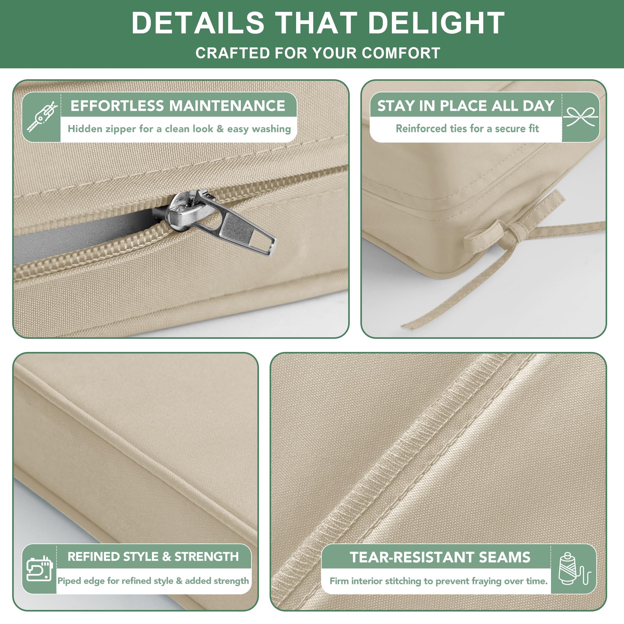 Summsun cushion with removable cover cream for easy cleaning.