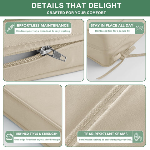 Summsun cushion with removable cover cream for easy cleaning.
