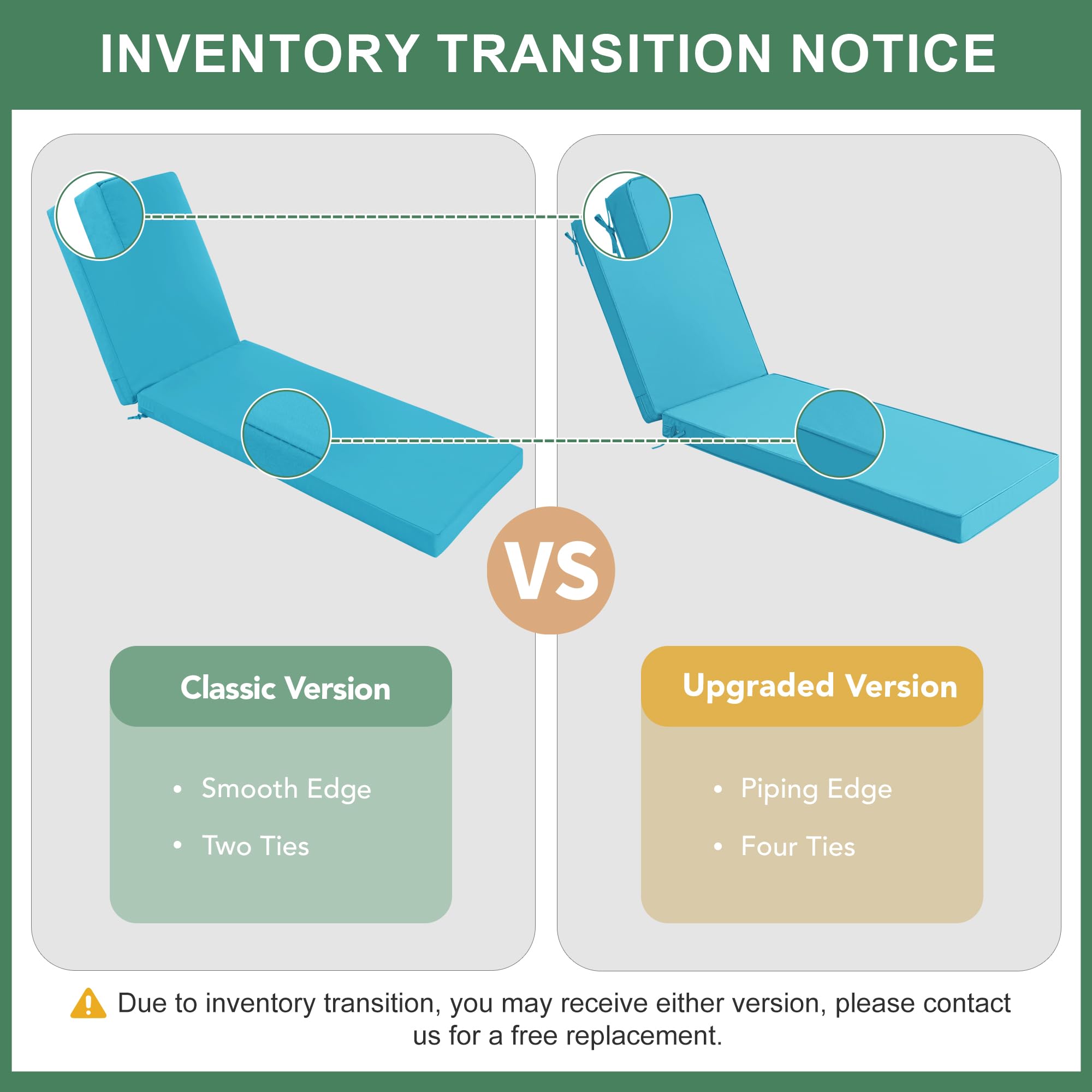 Summsun teal cushions measure 72 by 21 by 3 inches for versatile setups.