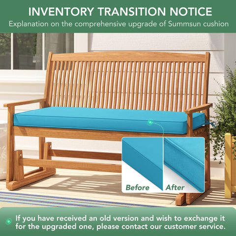 Summsun teal cushion for porch swing and bench seating.