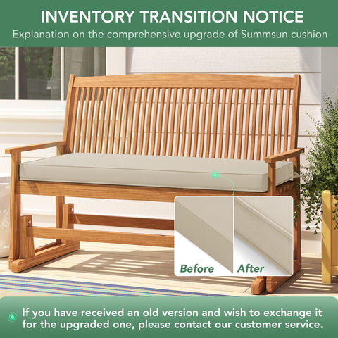 Summsun weatherproof cushion withstands outdoor patio use in sun and showers.