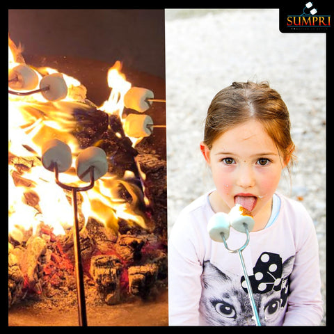 SUMPRI 34-inch length enables safe distance from heat during roasting.