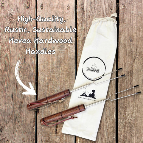 SUMPRI Smores sticks marshmallow roasting with hardwood handles.
