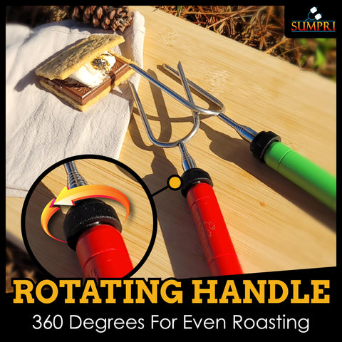 SUMPRI telescoping roasting skewers extend to 34 inches for reach-at-a-distance roasting.