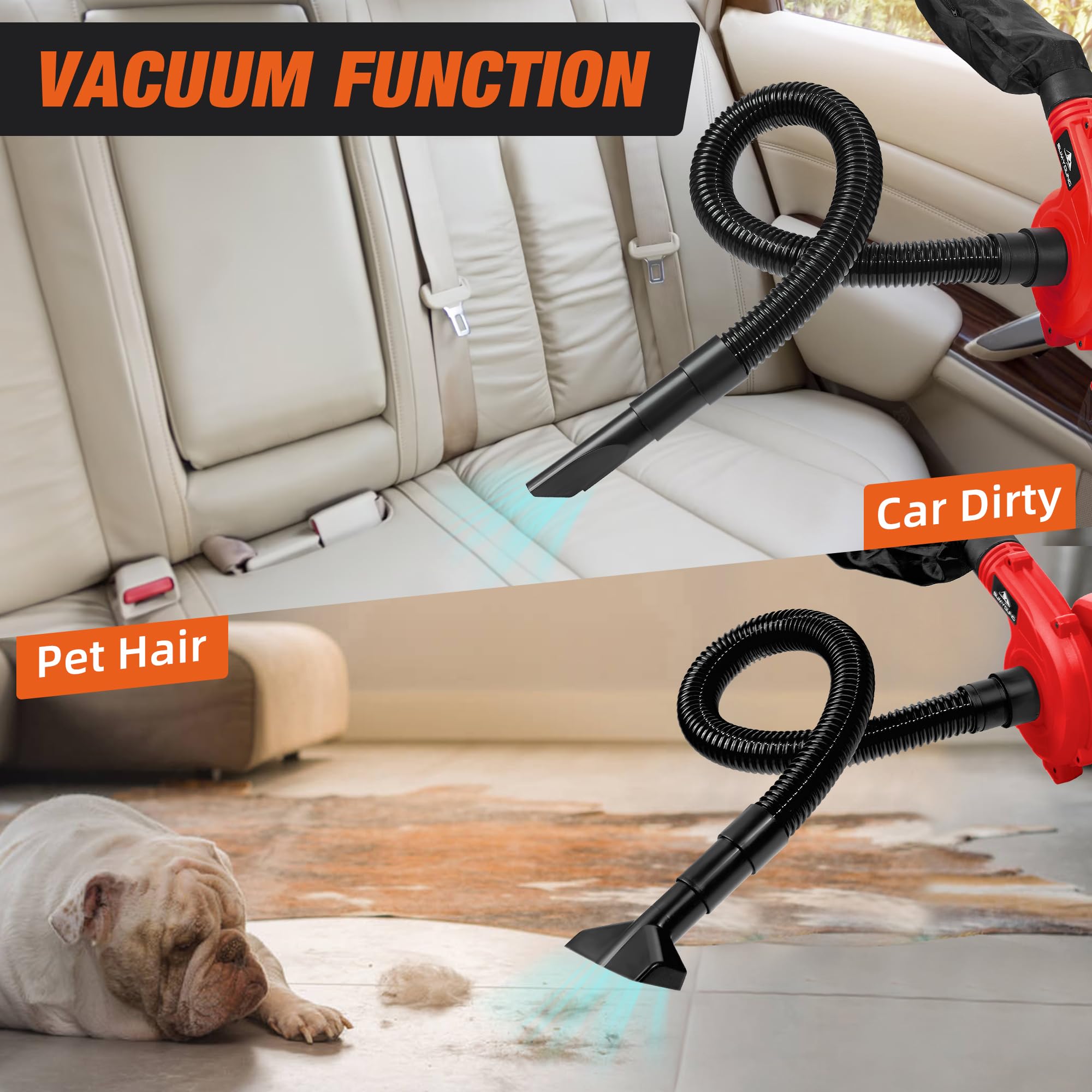 SUMYOUNG 2-in-1 blower and vacuum ideal for leaves, dust, and debris