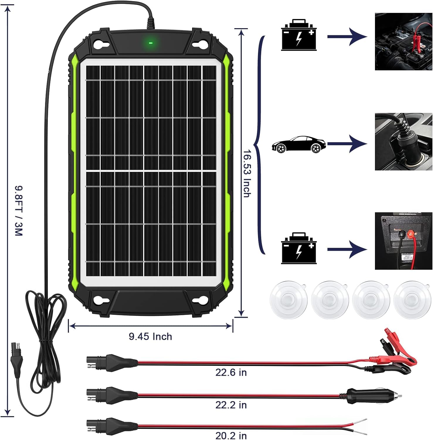 Sun Energise versatile charger for cars, boats, RVs, and more.