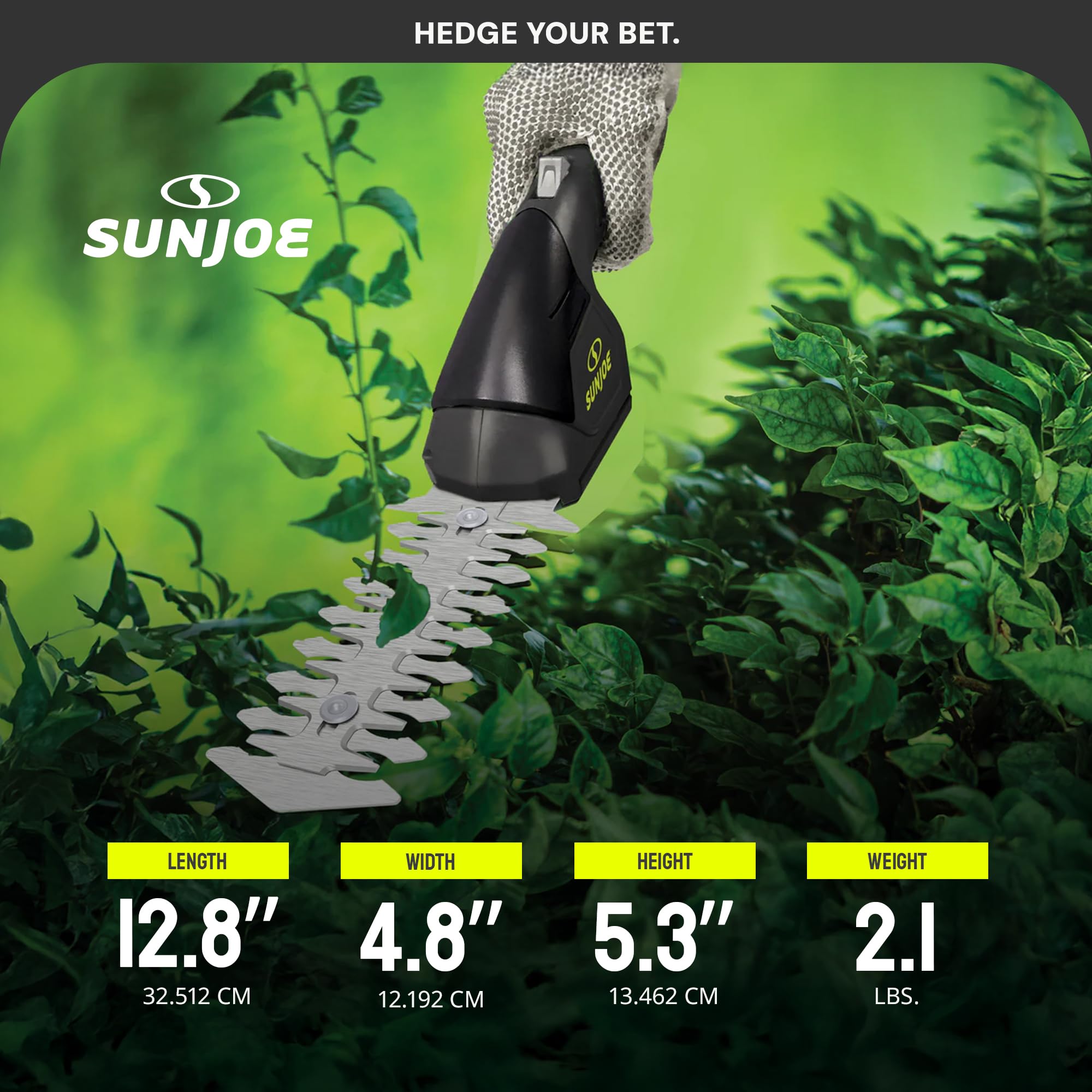 Sun Joe HJ604C lightweight ergonomic handle improves comfort during trimming.