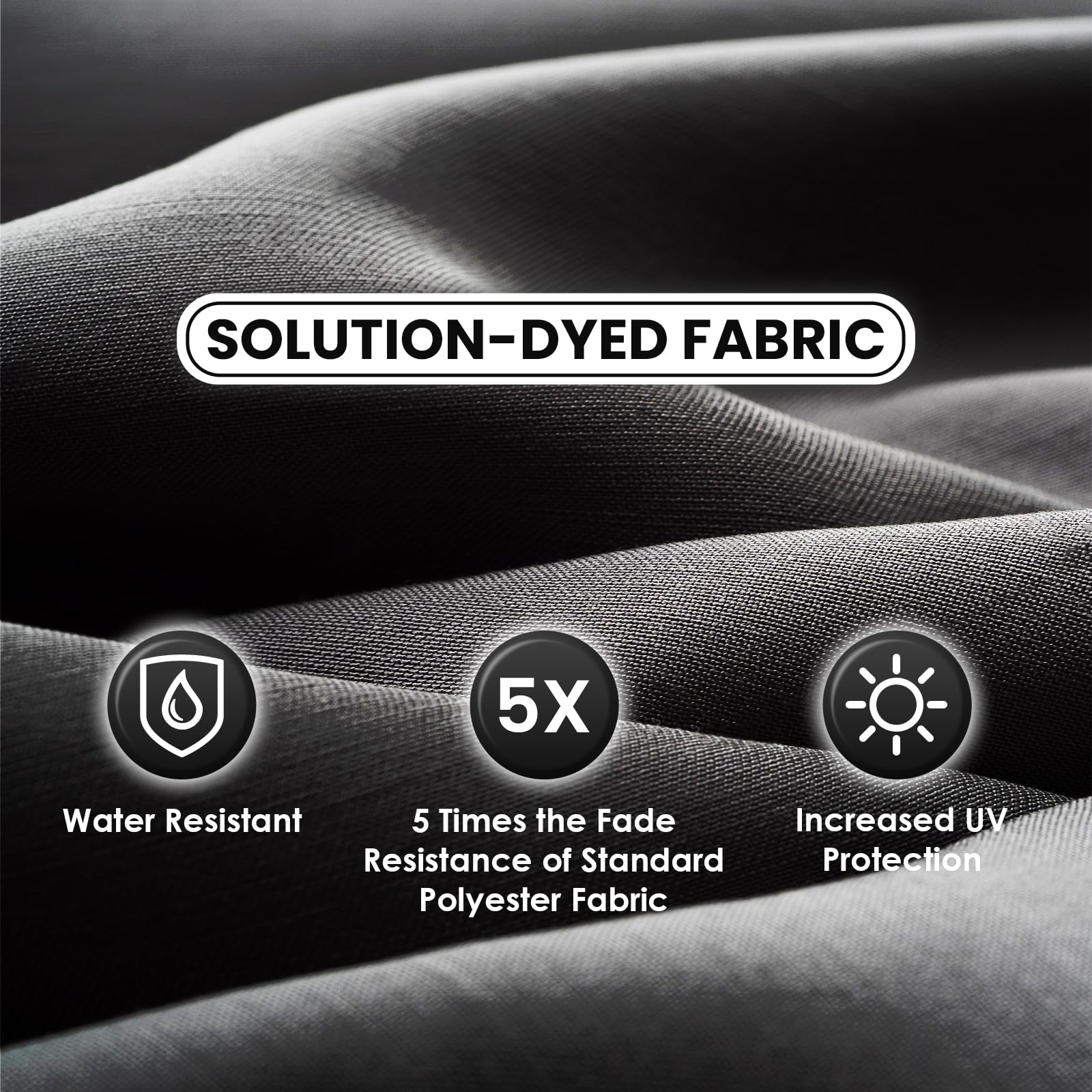 Sun-Ray aluminum frame visible for wind resistance and rust protection.