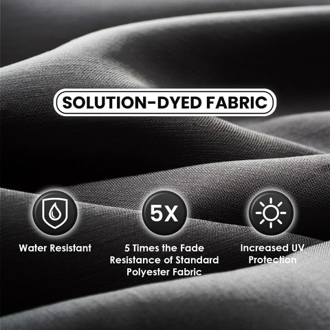 Sun-Ray aluminum frame visible for wind resistance and rust protection.