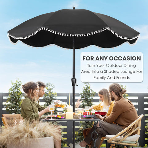 Sun-Ray backyard umbrella in use for relaxing outdoor moments.