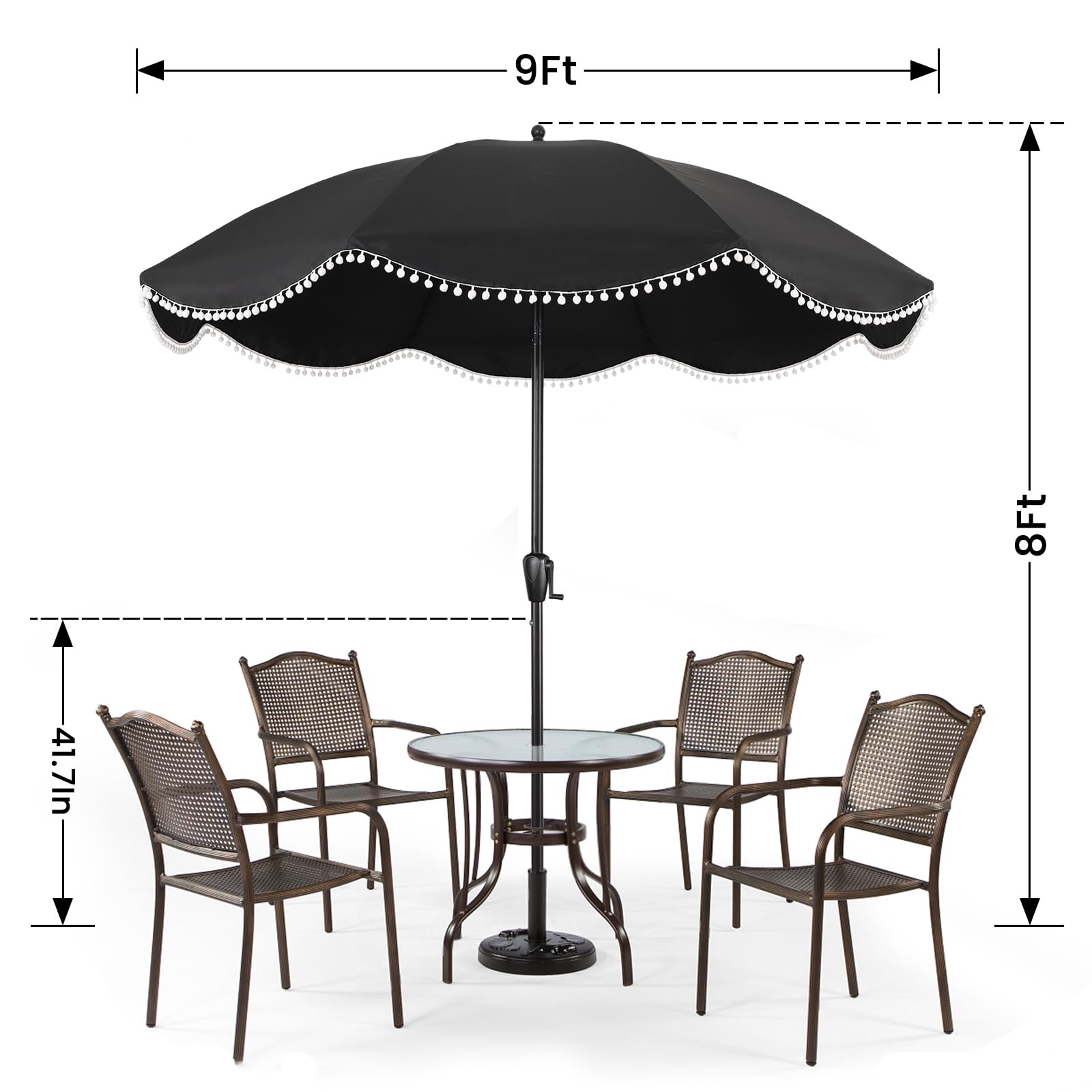 Sun-Ray 108-inch canopy delivers wide, comfortable coverage.