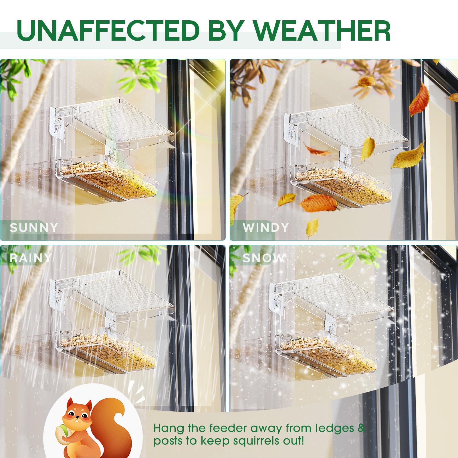 Bottom drainage holes on SUNALLY feeder keep feed dry and mold-free