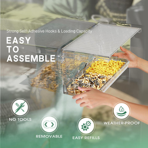 Easy tool-free installation of SUNALLY window bird feeder for quick setup