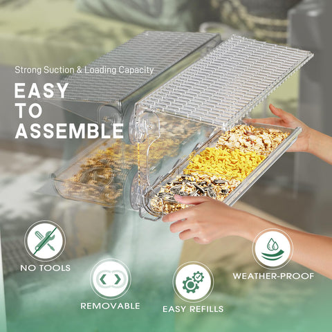 Sunally window feeder mounted outdoors offers a pleasant garden viewing setup.