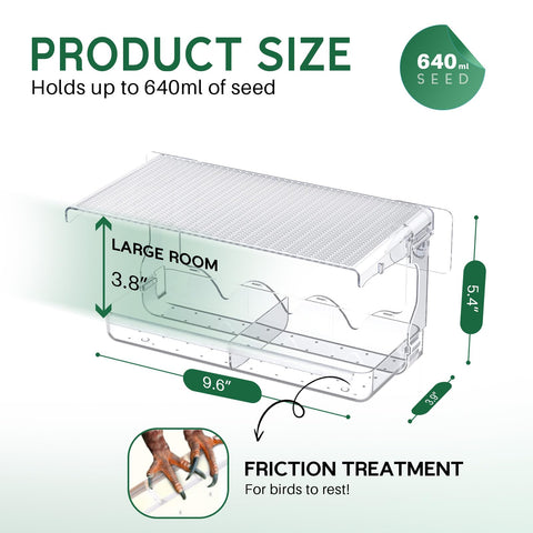 SUNALLY Window Bird Feeder mounted with self adhesive hooks for stable outdoor use