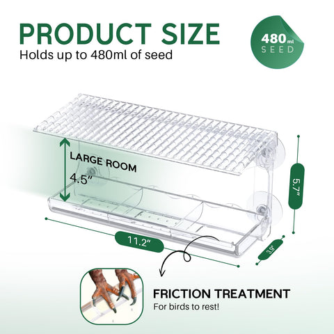 Sunally Window Bird Feeder features strong suction cups for secure, weather-ready mounting.