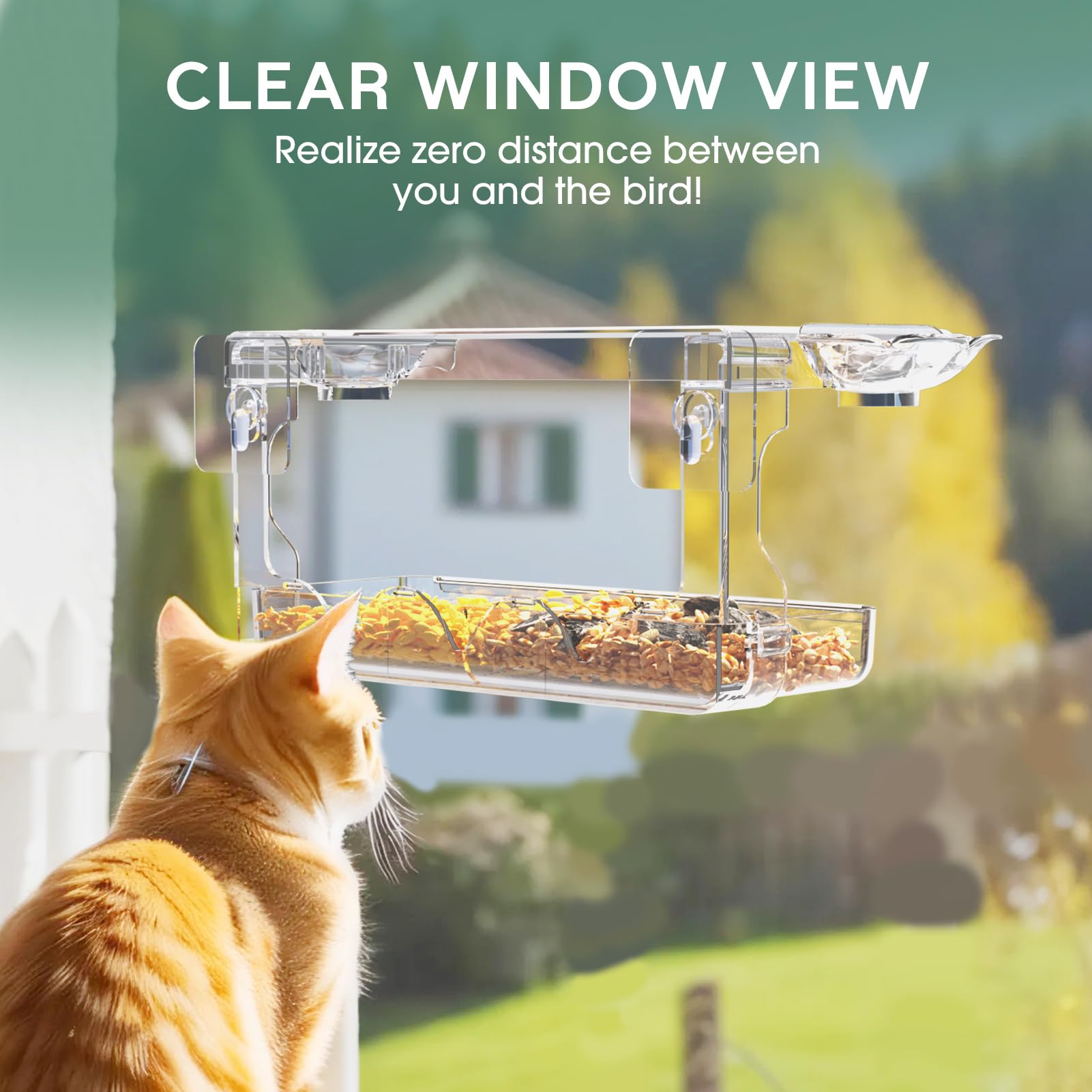 Sunally Window Bird Feeder weatherproof hooks resist wind and rain.