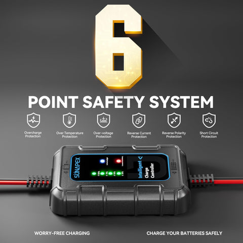 Sunapex supports Wet Cell, Gel, AGM, and other 12V battery types.