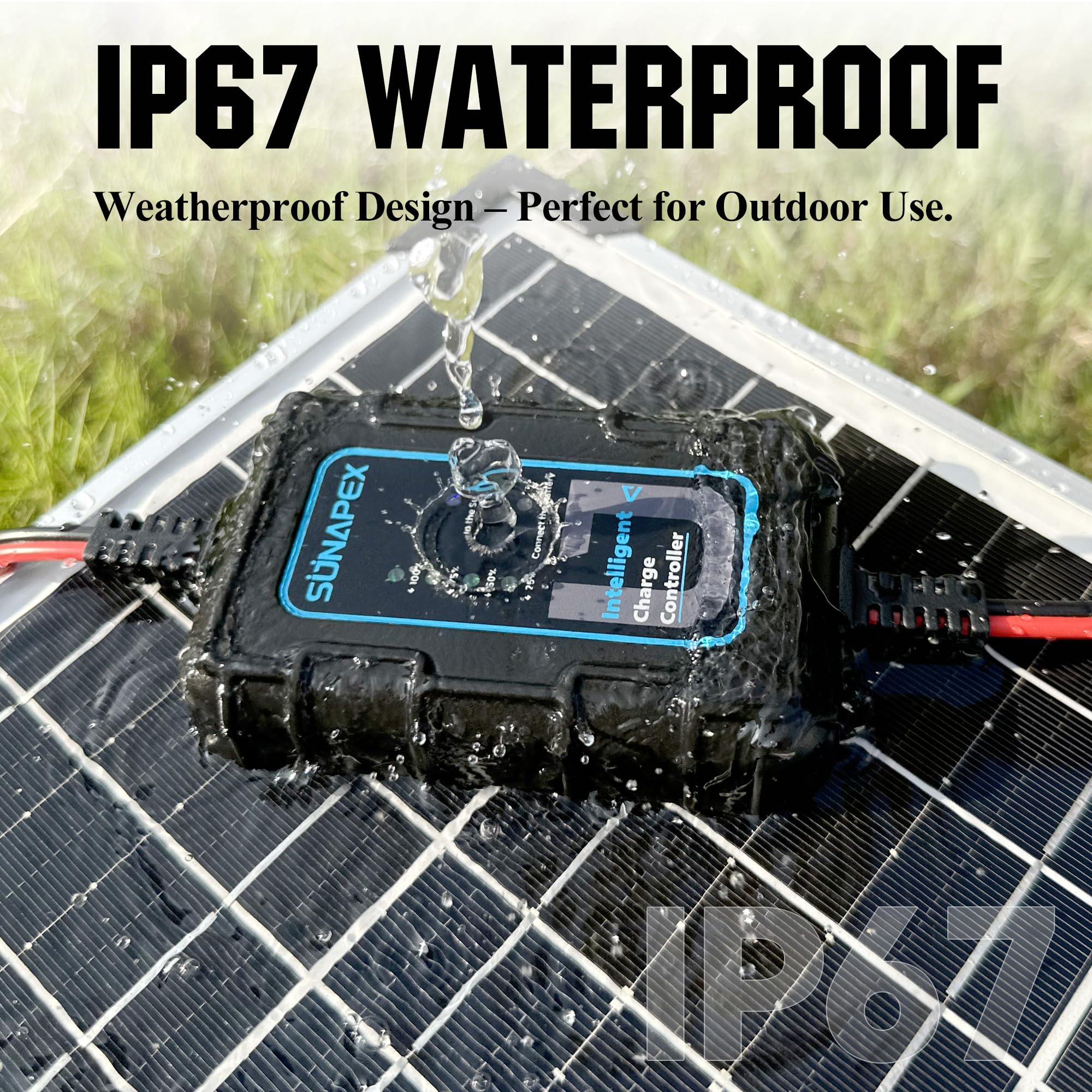 IP67 waterproof Sunapex regulator housing suits outdoor camping and boating uses.
