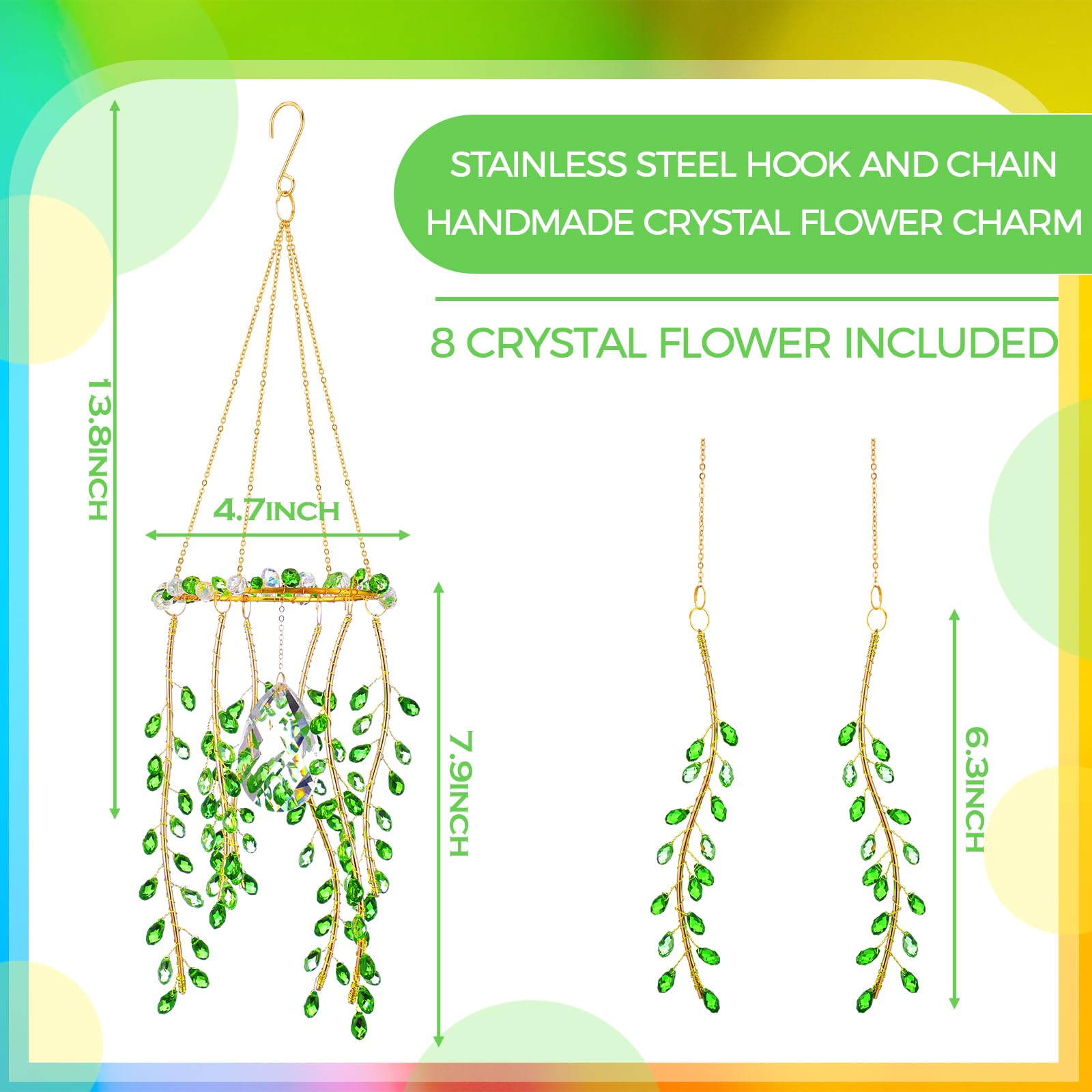 Suncalla boho suncatchers green leaf hanging add natural charm to any window