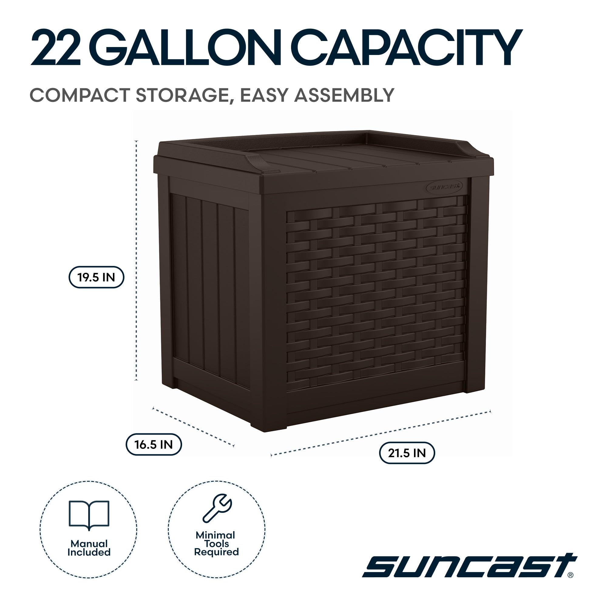 Suncast 22-gallon Java resin deck box doubles as outdoor seating