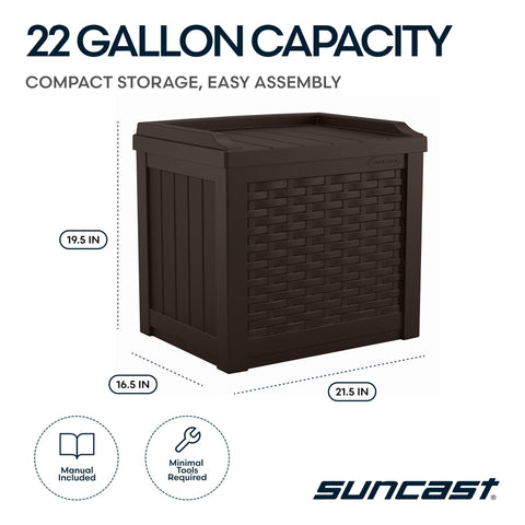 Suncast 22-gallon Java resin deck box doubles as outdoor seating