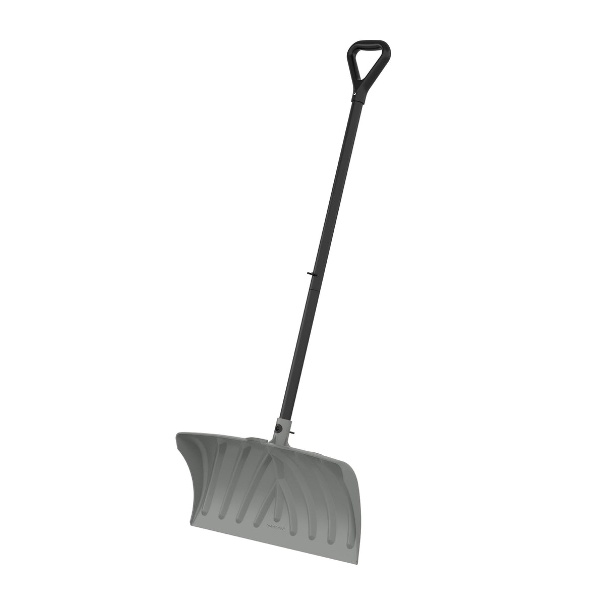 Suncast 24-inch snow pusher with curved blade for efficient dry snow removal