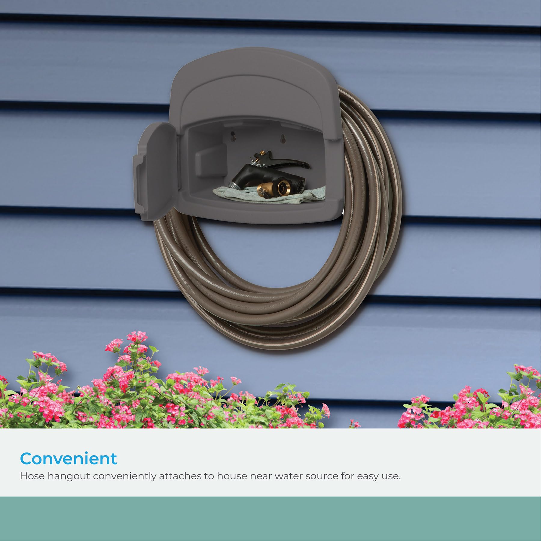 Flexible mounting options for Suncast DHH150ST Hangout Hanger on walls or fences