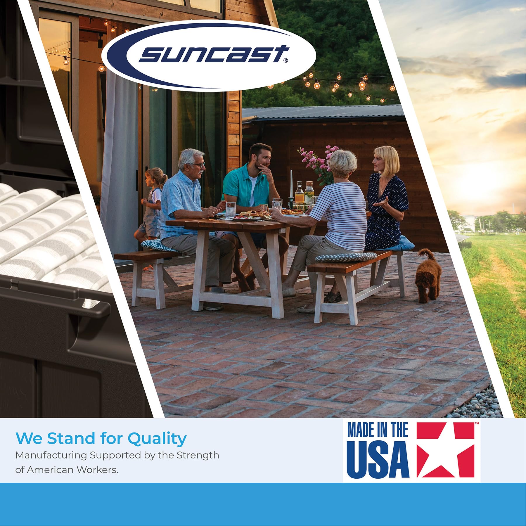 Space saving design of Suncast DHH150ST keeps outdoor areas tidy