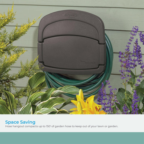 Built in storage on Suncast DHH150ST holds nozzles and gloves for easy access