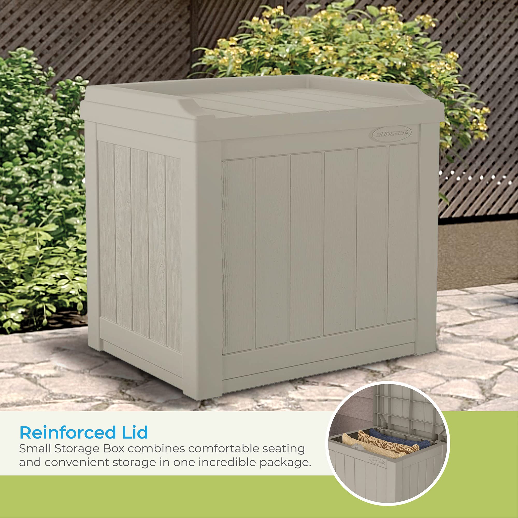 Suncast tool-free assembly panel snaps together quickly.