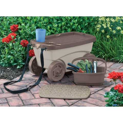 Suncast Garden Scooter seat cushion highlights versatile seating and kneeling use